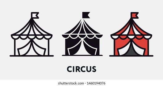 Tarifa de carpas circo. Juego de iconos vectores.