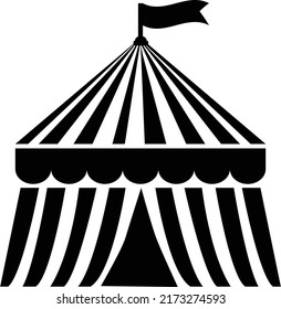 circus tent festival icon on white background. circus hut awning sign. modern circus tent symbol. flat style. 