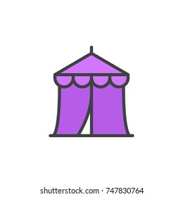 Circus tent filled outline icon, line vector sign, linear colorful pictogram isolated on white. Event symbol, logo illustration. Pixel perfect vector graphics