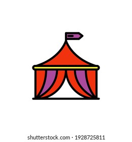 circus tent filled outline Icon.carnival and tool vector illustration on white background