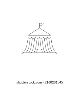 Circus tent flag. Amusement park line icon flat sign vector
