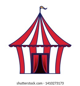 Circus tent with flag cartoon isolated vector illustration graphic design