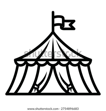 Circus tent with flag on top iconic festival shelter icon