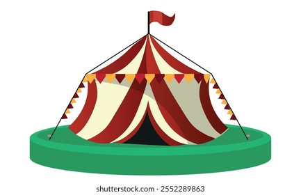 Carpa de circo con banderas Ilustración vectorial con fondo.