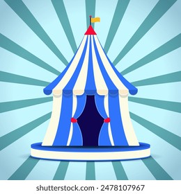 Circus tent flat icon design illustration. Carnival holiday concept