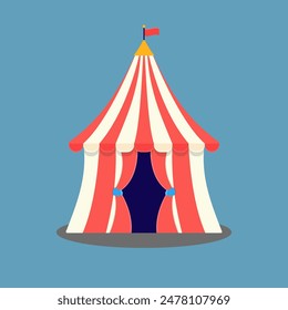 Circus tent flat icon design illustration. Carnival holiday concept