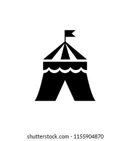 Circus Tent. Flat Vector Icon illustration. Simple black symbol on white background. Circus Tent sign design template for web and mobile UI element