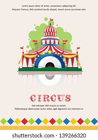 Circus tent frame with space for text. Decoration vector illustration.