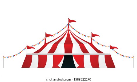 Circus tent and full color flag graphic vector