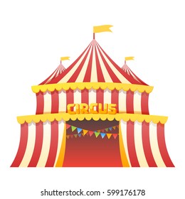 Parque de diversión de carpa circo en ilustración vectorial de fondo blanco.