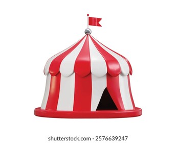 Circus tent icon 3d render concept of Carnival stage game illustration