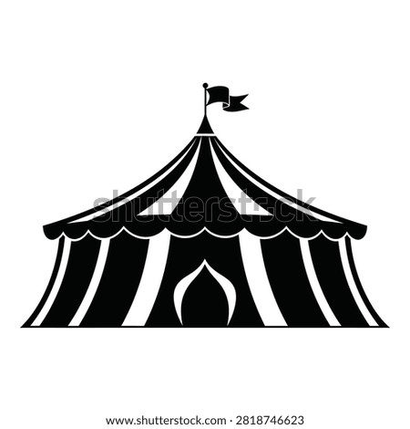 Circus tent icon is a black silhouette on a white background