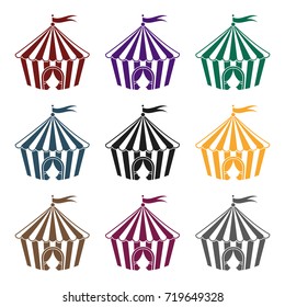 Circus tent icon in black style isolated on white background. Circus symbol vector illustration.