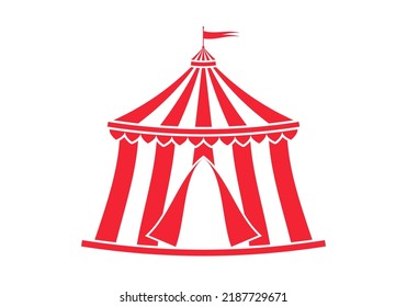 Circus tent icon. Carnival, festival, fair marquee logo. Funfair symbol. Vector illustration.