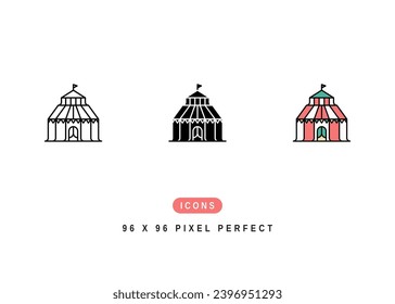 Circus Tent Icon. Carnival Party Performance Pictogram Graphic Illustration. Isolated Simple Line Icon For Infographic, App and Web Button.