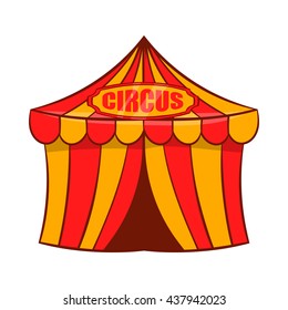 Circus tent icon, cartoon style