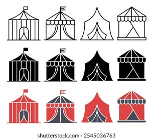 Circus tent icon collection on white background