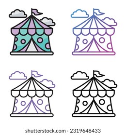 Circus tent icon design in four variation color
