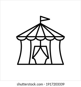 Circus Tent Icon, Fabric Carnival Tent Vector Art Illustration