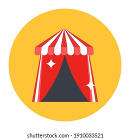 
Icono de tienda de circo en diseño plano, vector de carnaval