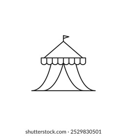 Circus tent icon flat line symbol set.