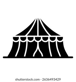 Circus tent icon Flat outline fill black and white