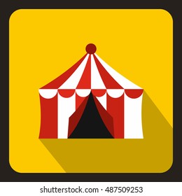 Circus tent icon in flat style on a yellow background vector illustration