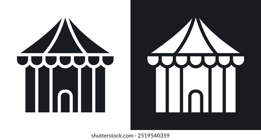 Circus tent icon icons in black and white filled style