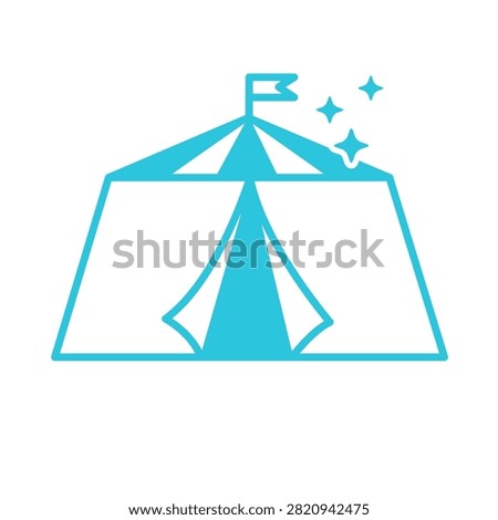 Circus tent icon, Isolated on white, Blue icon