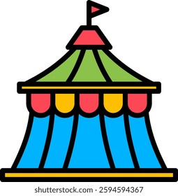 Circus Tent Icon Lineal Color Vector Illustration