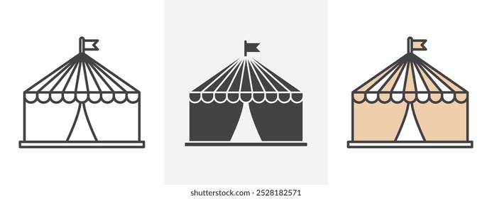 Circus tent icon Outline sign symbol set