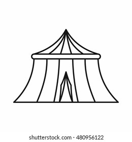 Circus tent icon in outline style on a white background vector illustration