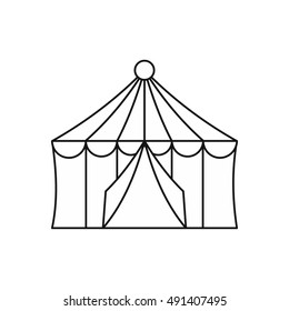 Circus tent icon in outline style isolated on white background vector illustration