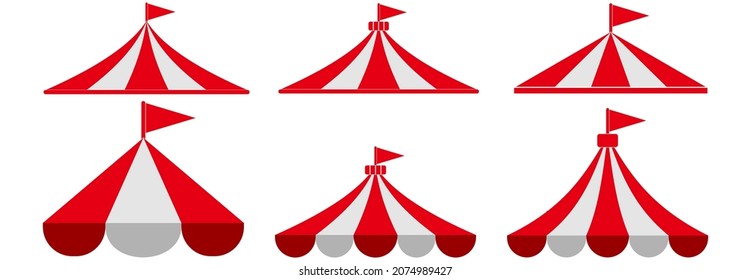 conjunto de iconos de carpa de circo, símbolo del conjunto de vectores de carpa de circo