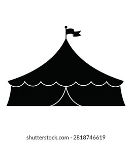 Circus tent icon showing a classic big top on a white background