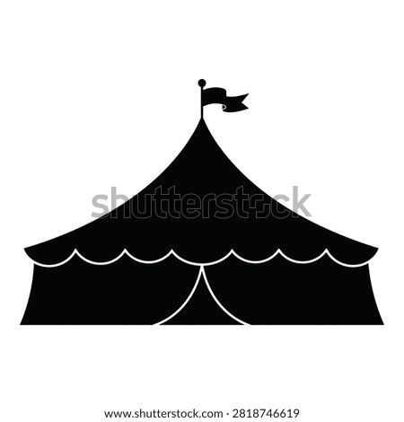 Circus tent icon showing a classic big top on a white background