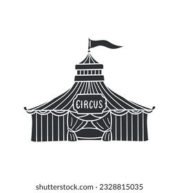 Circus Tent Icon Silhouette Illustration. Show Vector Graphic Pictogram Symbol Clip Art. Doodle Sketch Black Sign.