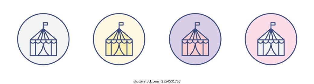 Circus tent icon Thin line flat illustration