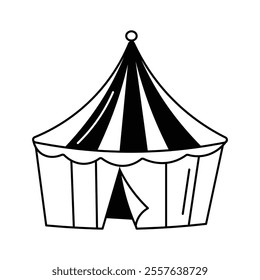 Circus tent icon usually for funfair and carnival symbol