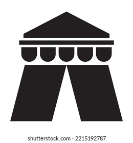 Circus tent icon vector design template in black color isolated sign on white background