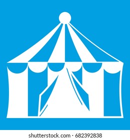 Circus tent icon white isolated on blue background vector illustration