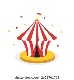 Barraca de Circo. Ilustração de tenda de circo isolada sobre fundo branco.