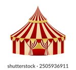 Circus Tent Isolated On White. Perfect for use in entertainment, festival, carnival and circus related designs.