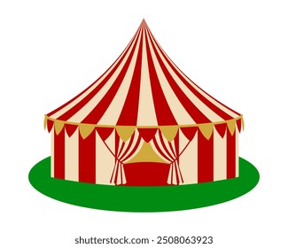 Circus Tent Isolated On White. Perfect for use in entertainment, festival, carnival and circus related designs.