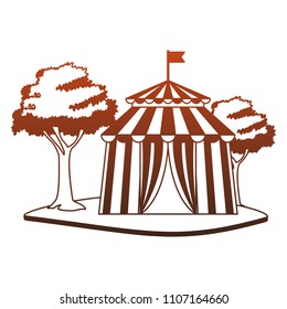 Circus tent isolated red lines