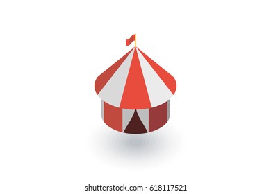 Circus tent isometric flat icon. 3d vector colorful illustration. Pictogram isolated on white background