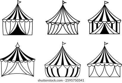 circus tent line art vector illustration