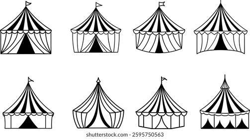 circus tent line art vector illustration
