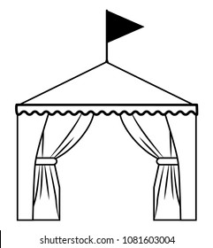 Circus tent line drawing. black on white