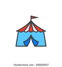 circus tent line icon, filled outline vector sign, linear colorful pictogram isolated on white. logo illustration